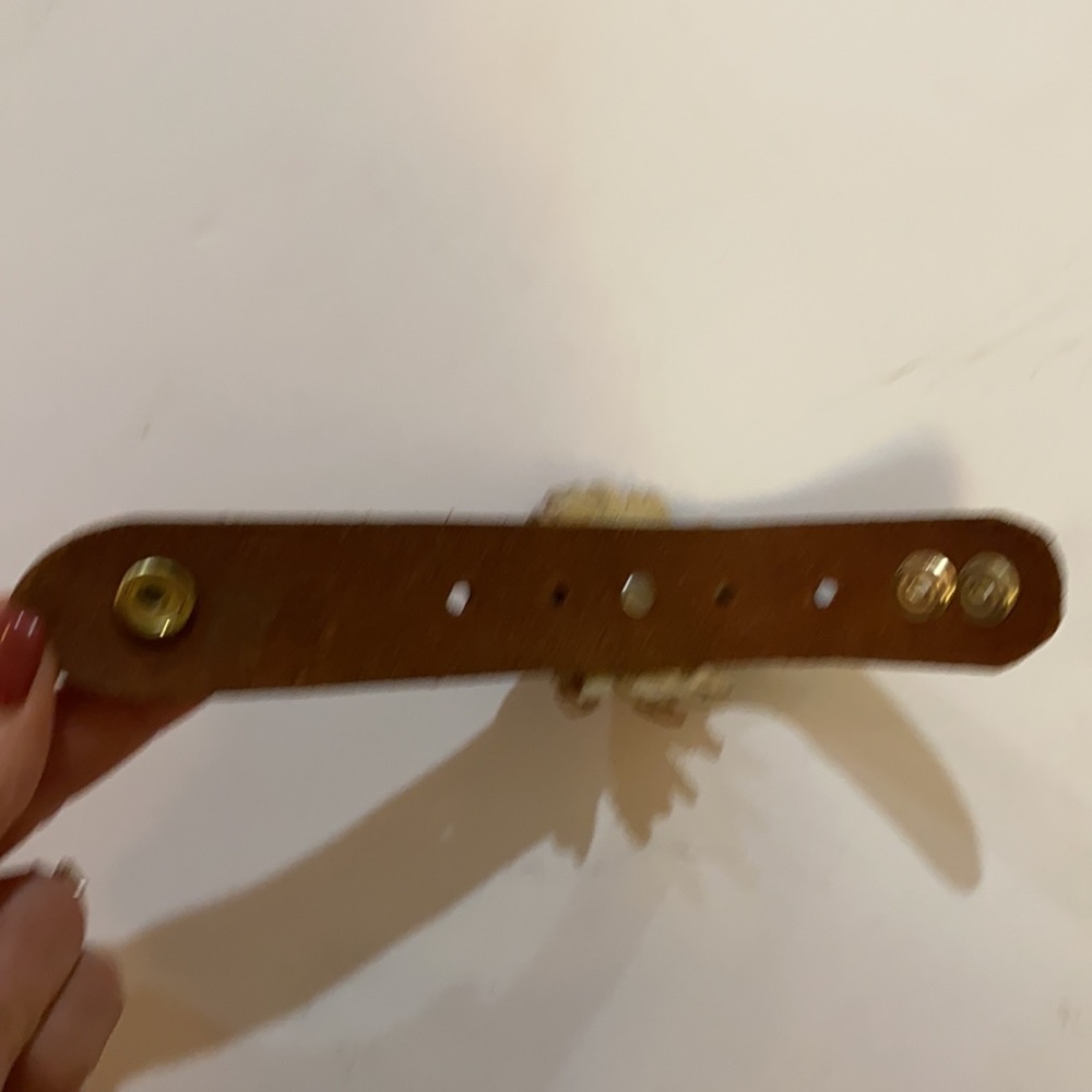 4/$16 Sale Brown Leather Bracelet with Large Flower - Picture 3 of 7